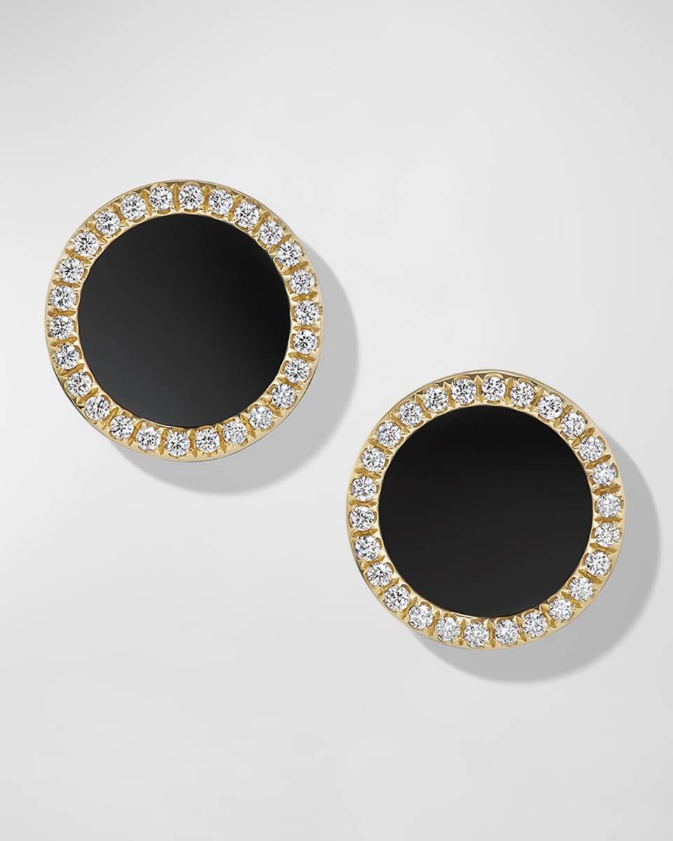 DY Elements Stud Earrings with Gemstone and Diamonds in 18K Gold, 11mm